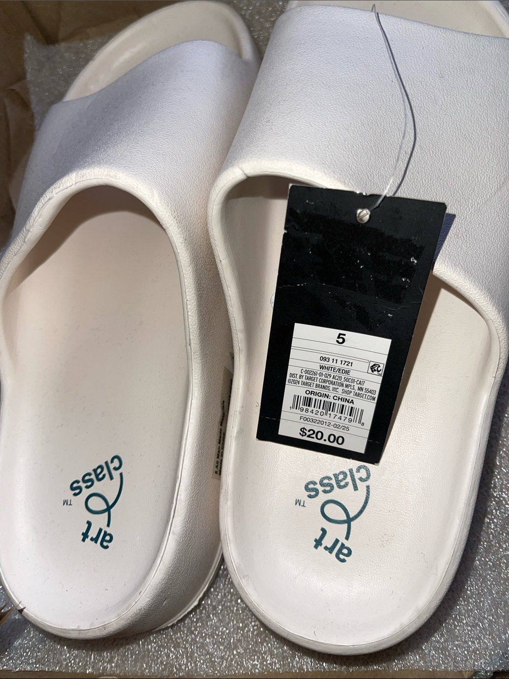 art class White Slide Sandals for Kids - Picture 2 of 3